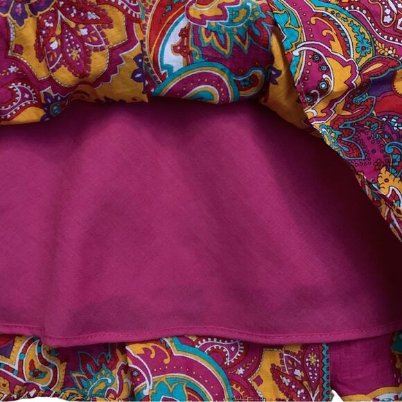 Ralph Lauren Pink Orange Paisley Print Peasant Midi Skirt Large Colorful Boho - Picture 6 of 7